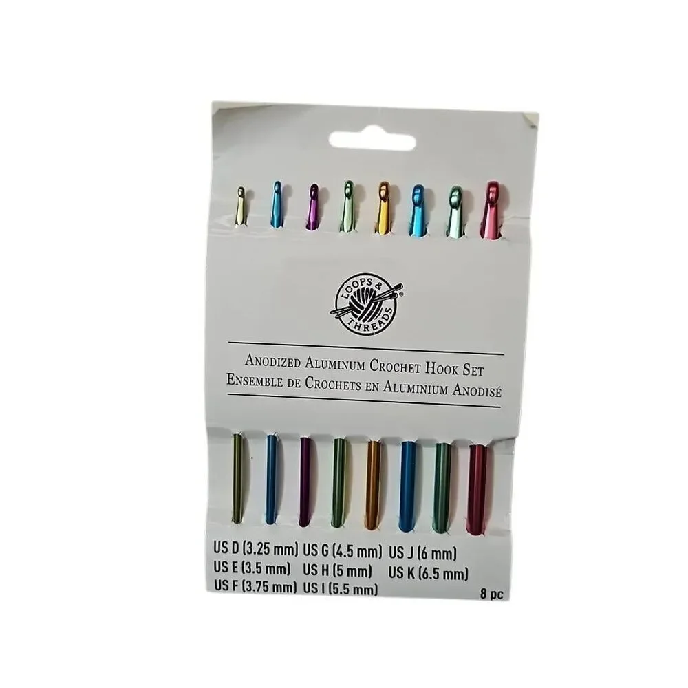 Loops & Threads Anodized Aluminum Crochet Hook 8 Piece Set